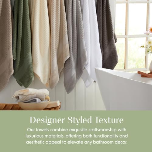 Springtree Home 100% Cotton Bath Towel Set | 4-Pack | Textured | Brown