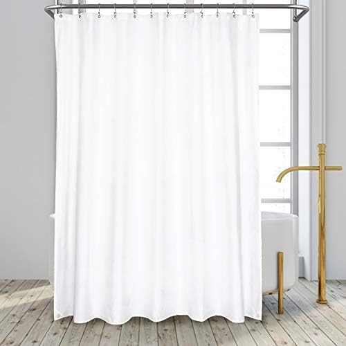 N&Y HOME 84 inch Extra Wide Fabric Shower Curtain or Liner, White, 84x72