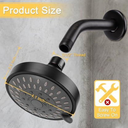 AISOSO High Pressure Rain Shower Head 5 Modes 4.1 Inch Oil Rubbed Bronze
