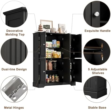 ChooChoo Bathroom Floor Cabinet with 6 Doors and Adjustable Shelves