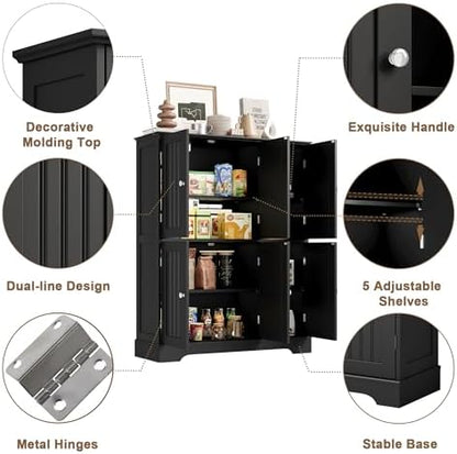ChooChoo Bathroom Floor Cabinet with 6 Doors and Adjustable Shelves