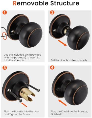 Haidms 3 Pack Oil Rubbed Bronze Door Knobs Dummy, Half Bronze No-Turning Dummy Closet Doors Single-Sided Door Locks (6 Pieces/3 Pairs)