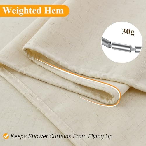 Naturoom Linen Shower Curtain 72 Inch Long for Bathroom Warm Beige