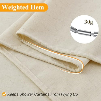 Naturoom Linen Shower Curtain 96 Inch Long for Bathroom Warm Beige