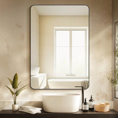 Delma Bathroom Vanity Mirror, Black Framed Mirror for Over Sink, 40x28