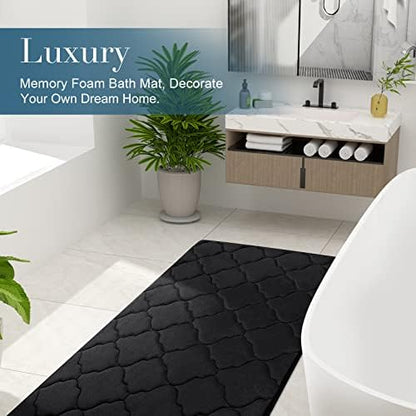 OLANLY Memory Foam Bath Mat Rug 24x16, Ultra Soft Bathroom Rugs, Black