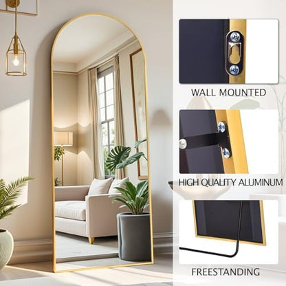 Dewfig Mirror Full Length, 64"X20" Arched Floor Mirror, Gold