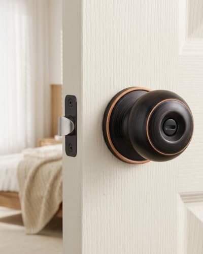 Haidms 6 Pack Oil Rubbed Bronze Door Knobs Interior, Bronze Privacy Interior Door Knobs for Bedroom or Bathroom Classic Round Doorknobs Hardware