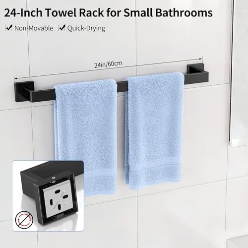 Gypie Bathroom Accessories Set Wall Mounted, 10-Piece 24In Matte Black