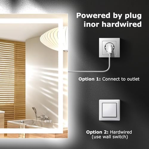 Hivone 60"X40" LED Bathroom Mirror with Lights, UL Listed