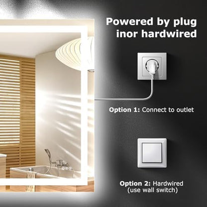 Hivone 60"X40" LED Bathroom Mirror with Lights, UL Listed