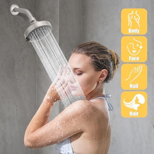 AISOSO High Pressure Rain Shower Head 5 Mode Showerhead 4.1" Brushed Nickel