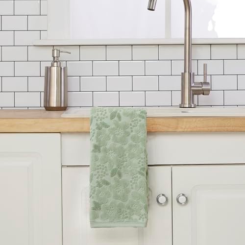 SKL Home Blossom Floral Hand Towel Set-2pc, 100% Turkish Cotton, Sage