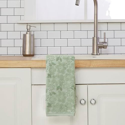 SKL Home Blossom Floral Hand Towel Set-2pc, 100% Turkish Cotton, Sage