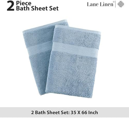 LANE LINEN Large Bath Sheet Soft Absorbent Quick Dry 2 Pack - Allure