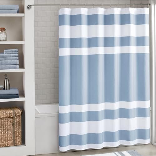 Madison Park Spa Waffle Weave Extra Long Shower Curtain, 72 x 84, Blue