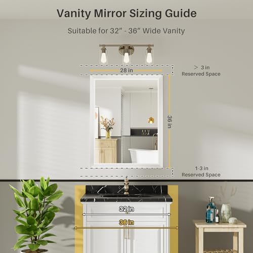 Briivue Bathroom Wall Mirror, White Metal Frame, 24x32 Inch