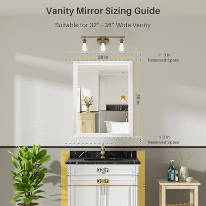 Briivue Bathroom Wall Mirror, White Metal Frame, 24x32 Inch
