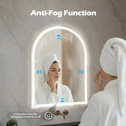 DUMOS 20"x28" LED Bathroom Mirror with Lights, Arched Vanity Mirror