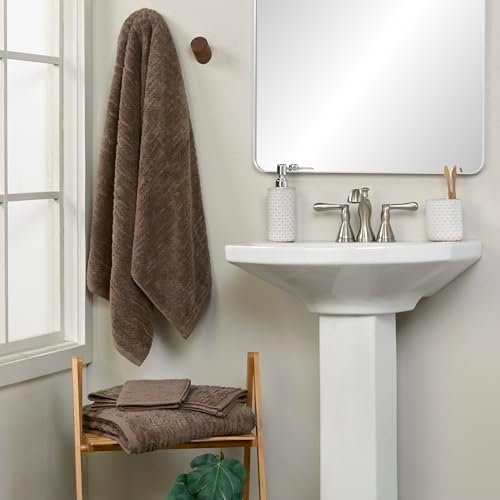 SKL Home CloudSoft Washcloth Set, 4-Piece, 100% Cotton Luxury, Mink Brown