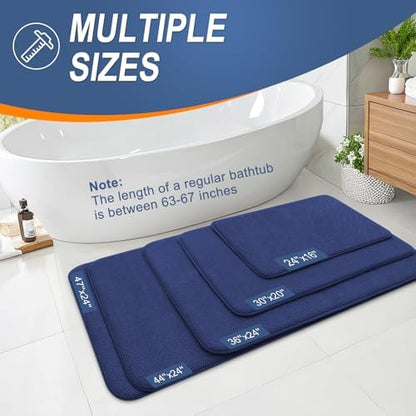 OLANLY Memory Foam Bathroom Runner Rugs 44x24, Long Mats, Twilight Sapphire