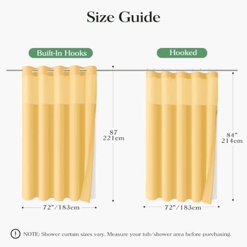 Dynamene Gold Hook Free Waffle Shower Curtain & Snap-in Fabric Liner,72x87