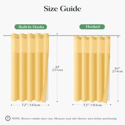 Dynamene Gold Hook Free Waffle Shower Curtain & Snap-in Fabric Liner,72x87