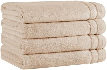 Comfort Spaces 4 Pc Bath Sheet Set 30x60, 100% Cotton 400GSM, Beige Tan