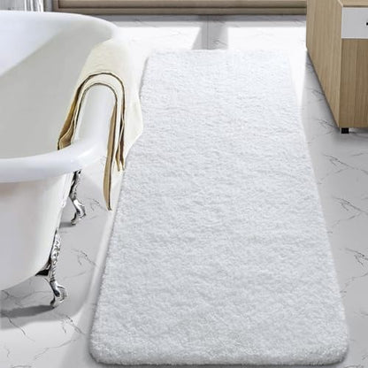 LOCHAS Bathroom Rug Runner 24x54 Inch, Bath Rugs Non Slip, White