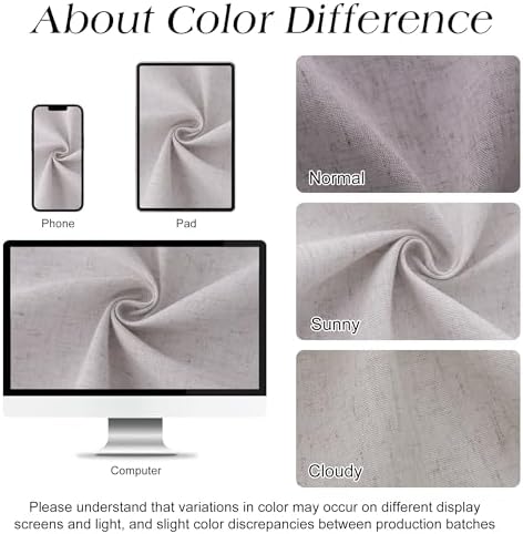 Naturoom Linen Shower Curtain 84 Inch Long for Bathroom Champagne 1 Panel