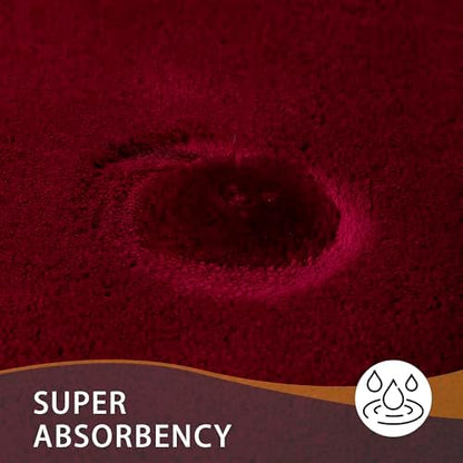 MINIDEAR Bathroom Rugs 36x24 Wine Red - Thick Memory Foam Bath Mat, Ultra Soft & Plush Fluffy, Non-Slip, Quick Dry, Absorbent Washable Floor Microfiber Mat for Tub, Home Decor Accessories