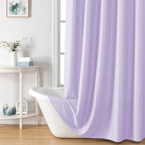 Aiyufeng Light Purple Shower Curtain for Bathroom, Embossed Textured Fabric Shower Curtain for Bathroom - Soft Cloth & Hotel Spa, Machine Washable, 72X78,Light Purple
