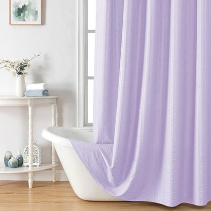 Aiyufeng Light Purple Shower Curtain for Bathroom, Embossed Textured Fabric Shower Curtain for Bathroom - Soft Cloth & Hotel Spa, Machine Washable, 72X78,Light Purple