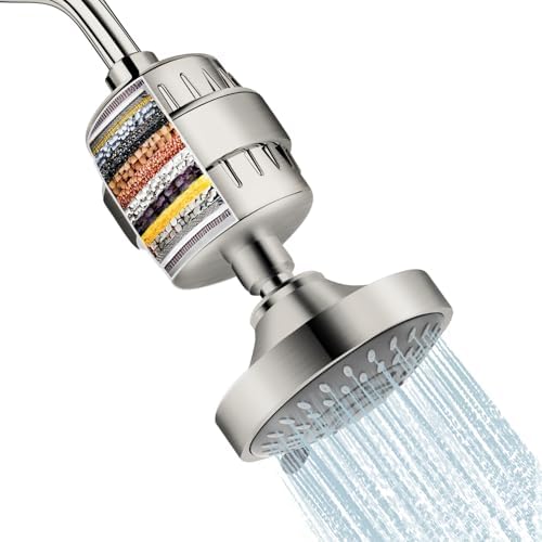 FEELSO Shower Head with Shower Filter, Filtered Shower Head for Hard Water