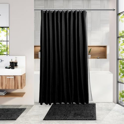 Clara Clark Black Bathroom Set, Shower Curtain Set, Bathroom Accessory Set