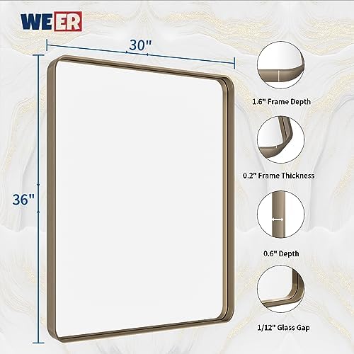 WEER Bronze Bathroom Vanity Mirror 36X30 Inch