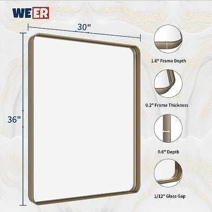 WEER Bronze Bathroom Vanity Mirror 36X30 Inch