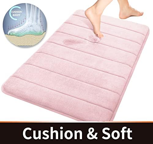 Yimobra Bathroom Runner 55"x24", Non Slip Memory Foam Bath Mat, Super Soft Water Absorbent Hallway Carpet, Machine Washable Rug for Vanity Tub Shower, Pink
