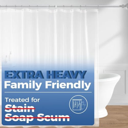 downluxe Shower Curtain Liner, PEVA Plastic Shower Liner with 3 Magnets, 72" x 72" Waterproof Bathroom Curtain, Extra Heavy Clear, 1 Pack