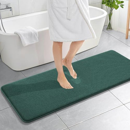 OLANLY Memory Foam Bathroom Runner Rugs 59x20, Long Mats, Blackish Green