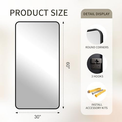 FICTOR Bathroom Mirror for Over Sink, 30"x60" Vanity Mirror for Wall, Black