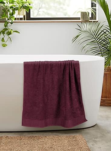 GLAMBURG 100% Cotton 2 Pack Oversized Bath Towel Set 28x55 Inches, Ultra Soft Highly Absorbant Compact Quickdry & Lightweight Large Bath Towels, Ideal for Gym Travel Camp Pool - Burgundy