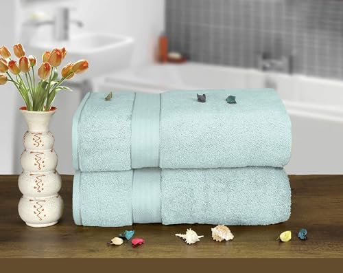 GLAMBURG 700 GSM Premium Oversized Extra Large Cotton Bath Sheet 35x70-100% Combed Cotton - Luxury Hotel & Spa Quality - Durable Ultra Soft Highly Absorbent - Sea Green