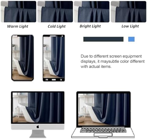 OWENIE Navy Blue Shower Curtain or Bathroom 72x72 Inch, 3D Embossed Textured Waffle Fabric Shower Curtains, Soft Hotel Farmhouse Style, Water Repellent, Machine Washable, Navy Blue, 72" W x 72" L