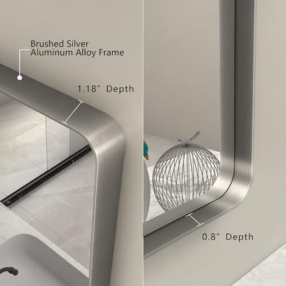 48x36 Inch Brushed Silver Bathroom Mirror