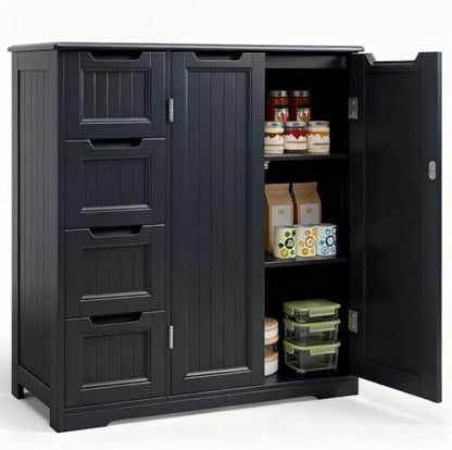 Gizoon Wooden Bathroom Floor Cabinet, Side Storage Organizer Cabinet