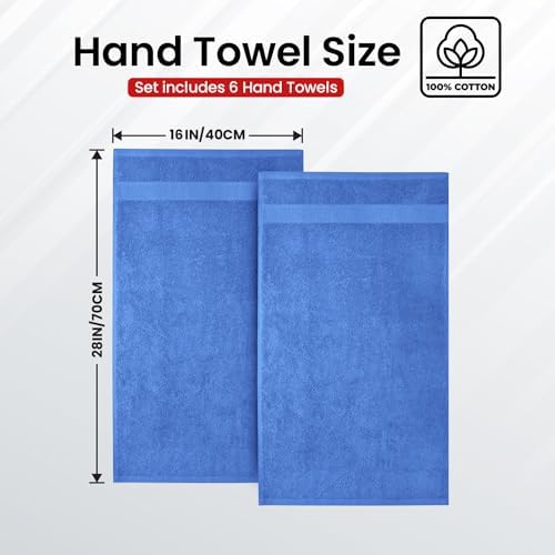 Infinitee Xclusives 100% Cotton Hand Towels for Bathroom - Set of 6