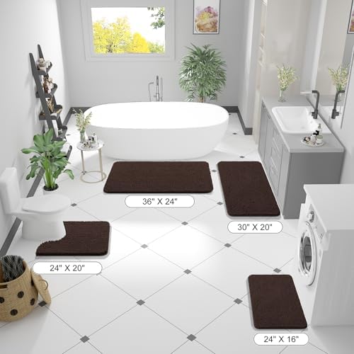 OLANLY Bathroom Runner Rugs 47x17, Extra Soft Absorbent Chenille Bath Rugs
