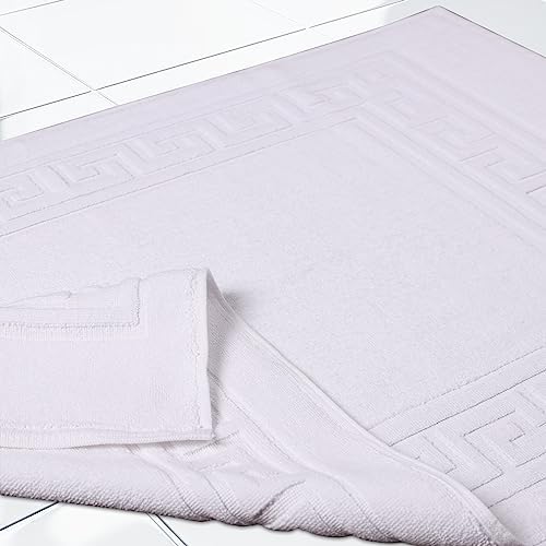 Superior Heavyweight Cotton Bath Mats, Bath Rugs For Bathroom Accessories, Washable Rug For Shower, Bath, Toilet, Modern Decor, No Backing, Luxury Hotel And Spa Quality, Set of 2, 22" x 35", White