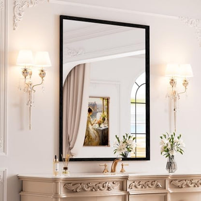 WEER Matte Black Bathroom Vanity Mirror 28X36 Inch
